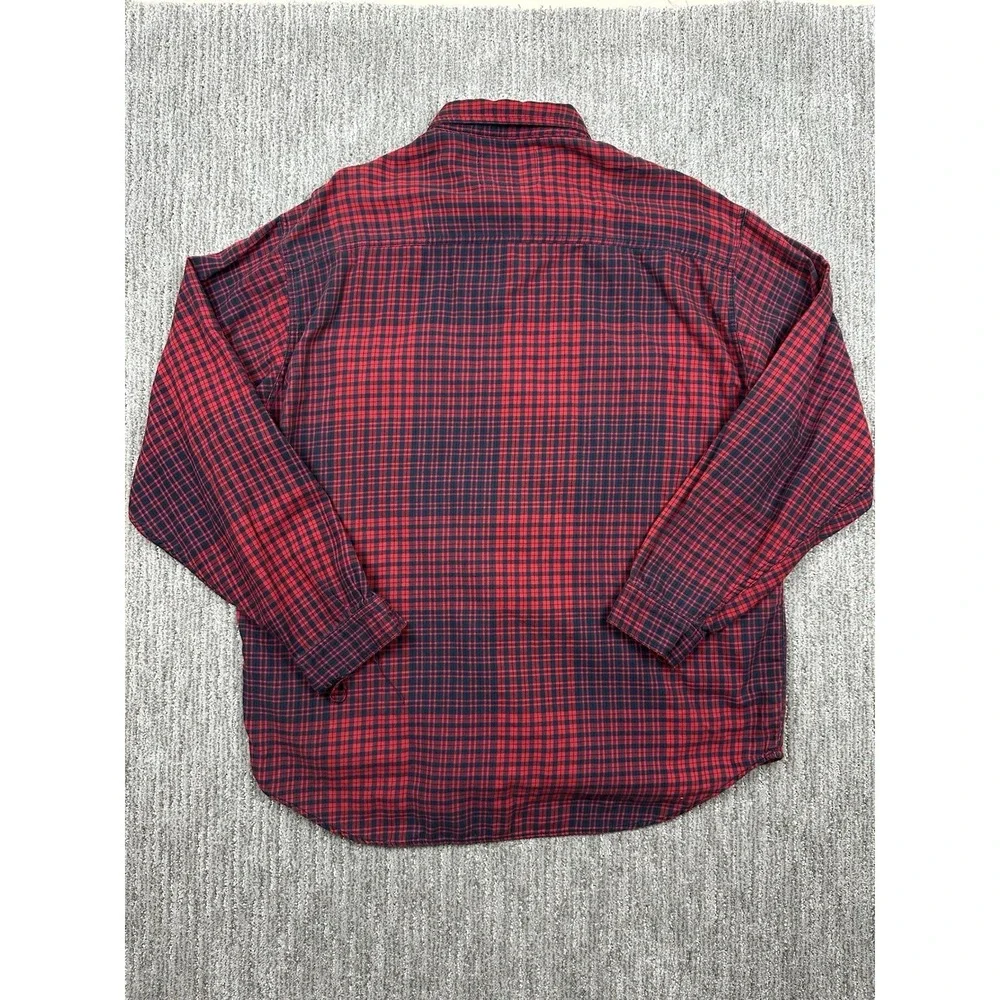 Vtg Levi's Mens Long Sleeve Plaid Flannel Shirt Red 100% Cotton XL Metal Buttons